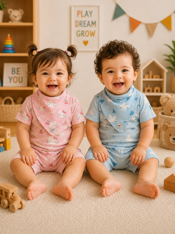 ست راحتی تیشرت شلوارک نوزادی کووالا
