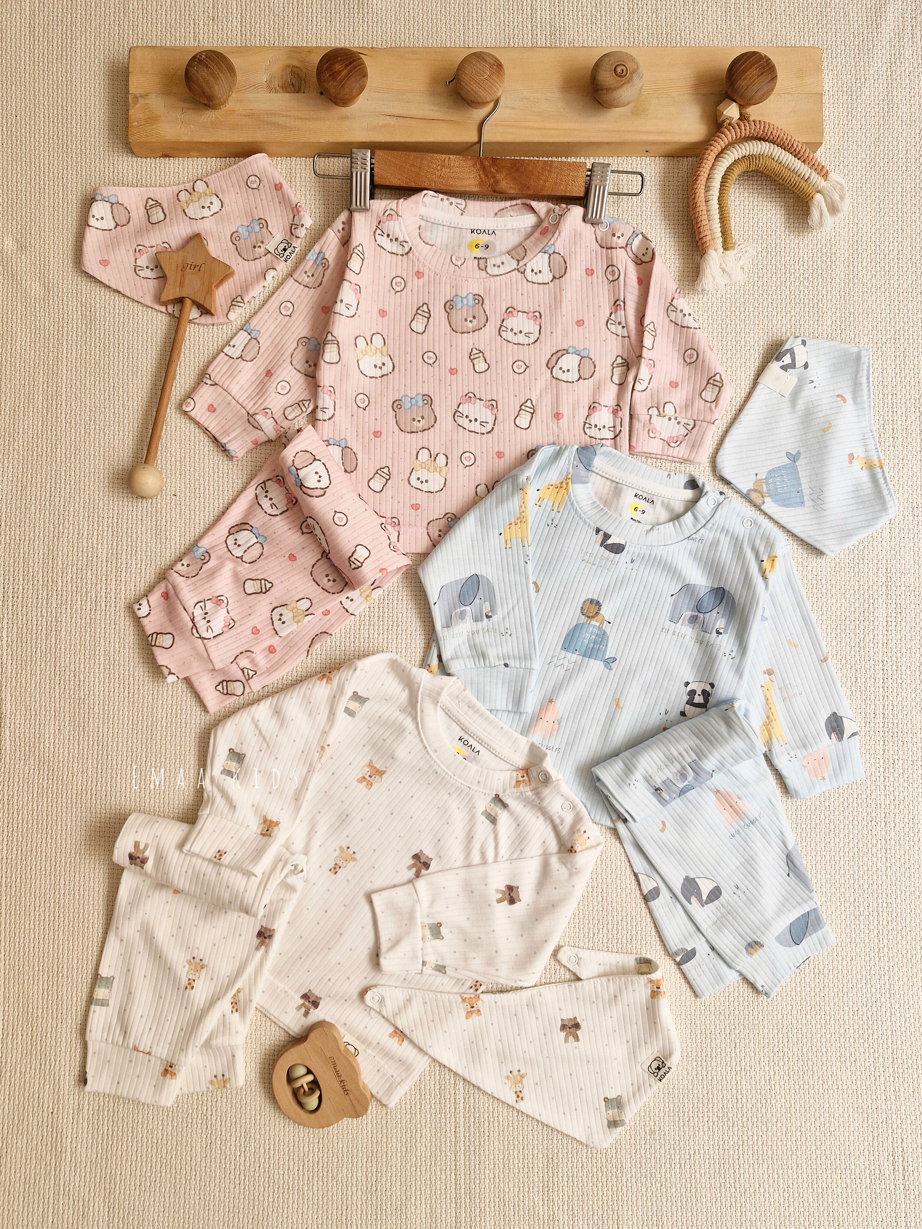 ست راحتی آستین‌بلند شلوار نوزادی کووالا